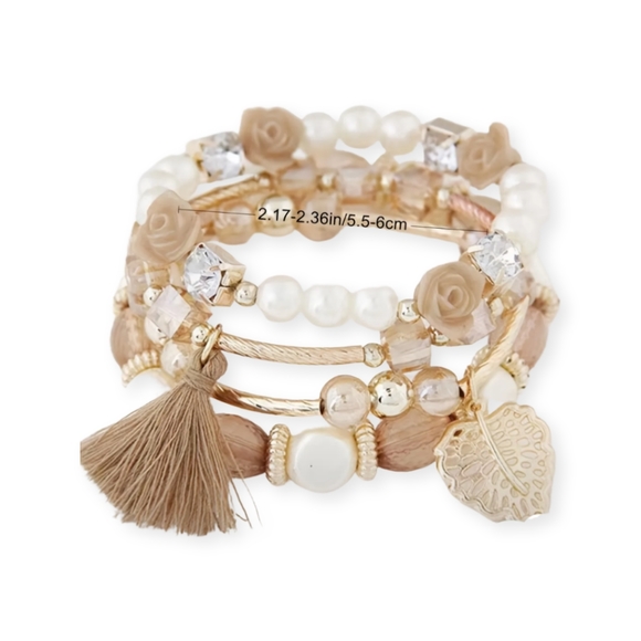 PEARL AND GOLD FOUR PIECE BRACELET SET - Picture 2 of 7